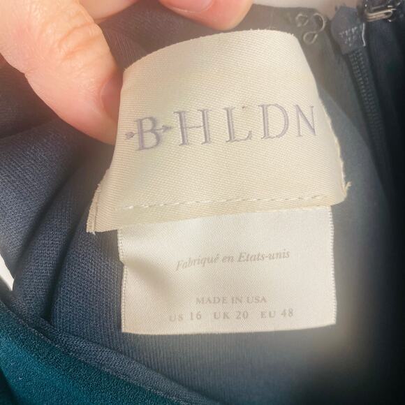 BHLDN Jones Crepe Dark Green V-Neck Maxi Formal Bridesmaid Dress Size 16 - Picture 10 of 11